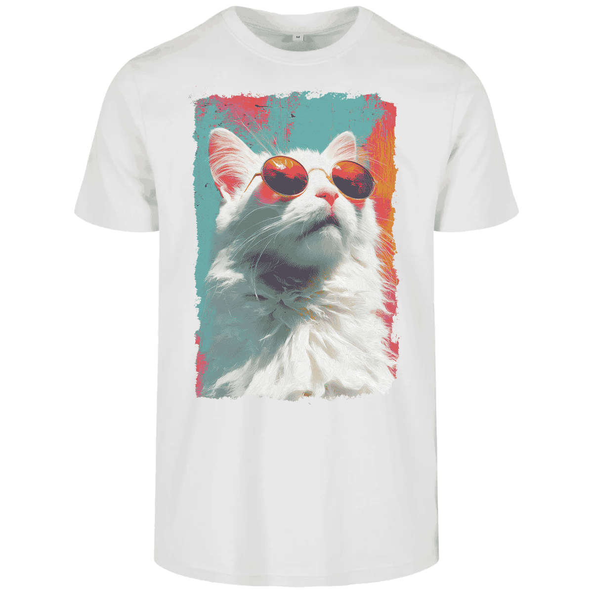 Design-Shirt Luna mit Sonnenbrille - weißes T-Shirt mit Katzenmotiv