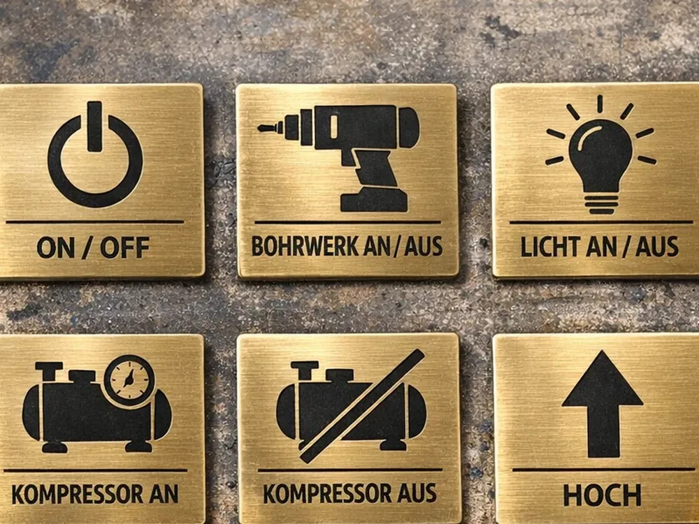 Gravierte Messingschilder