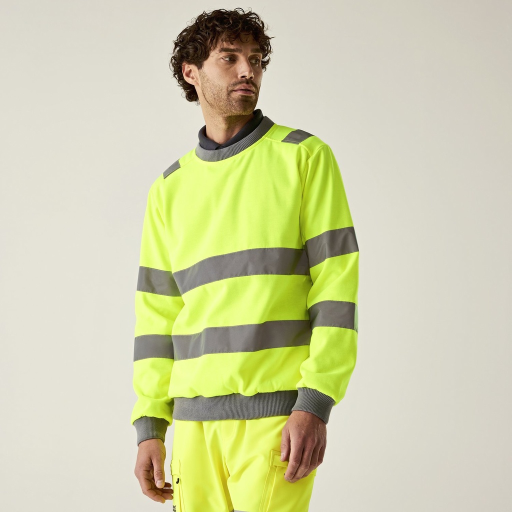 Regatta High Visibility Hi-Vis Pro Contract Crew Neck Sweatshirt Herren