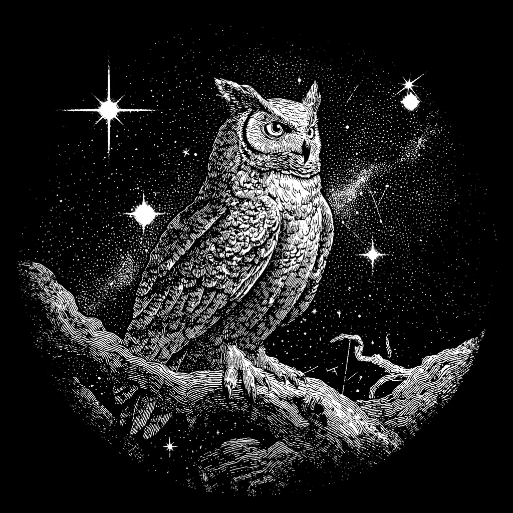 LaserArt – Krafttier Eule „Sternenwächterin“