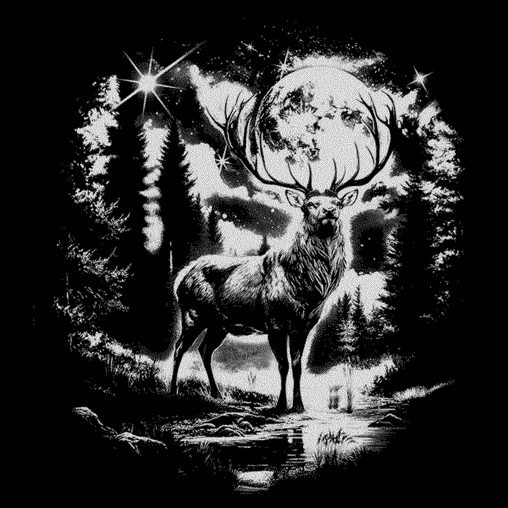 LaserArt – Krafttier Hirsch „Mondlichtung“