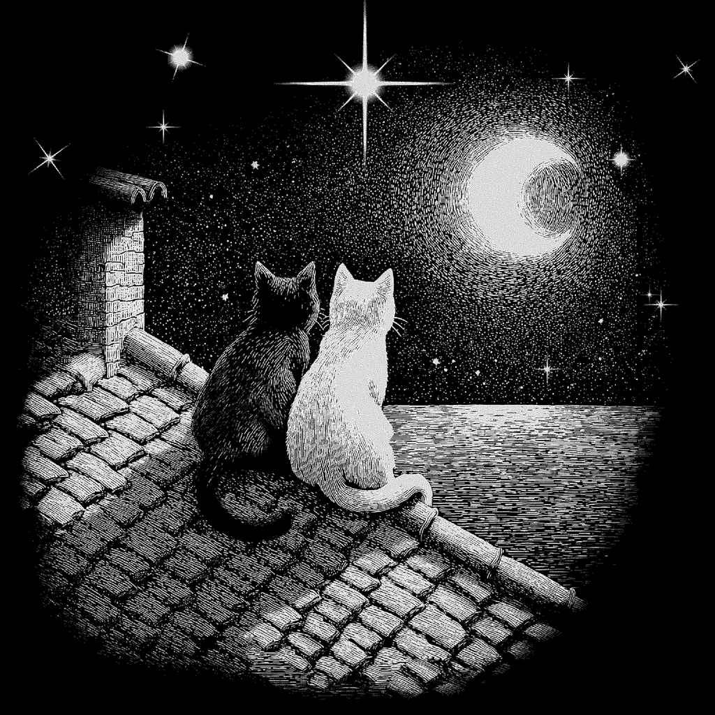 LaserArt – Mondkatzen „Dachgeflüster“